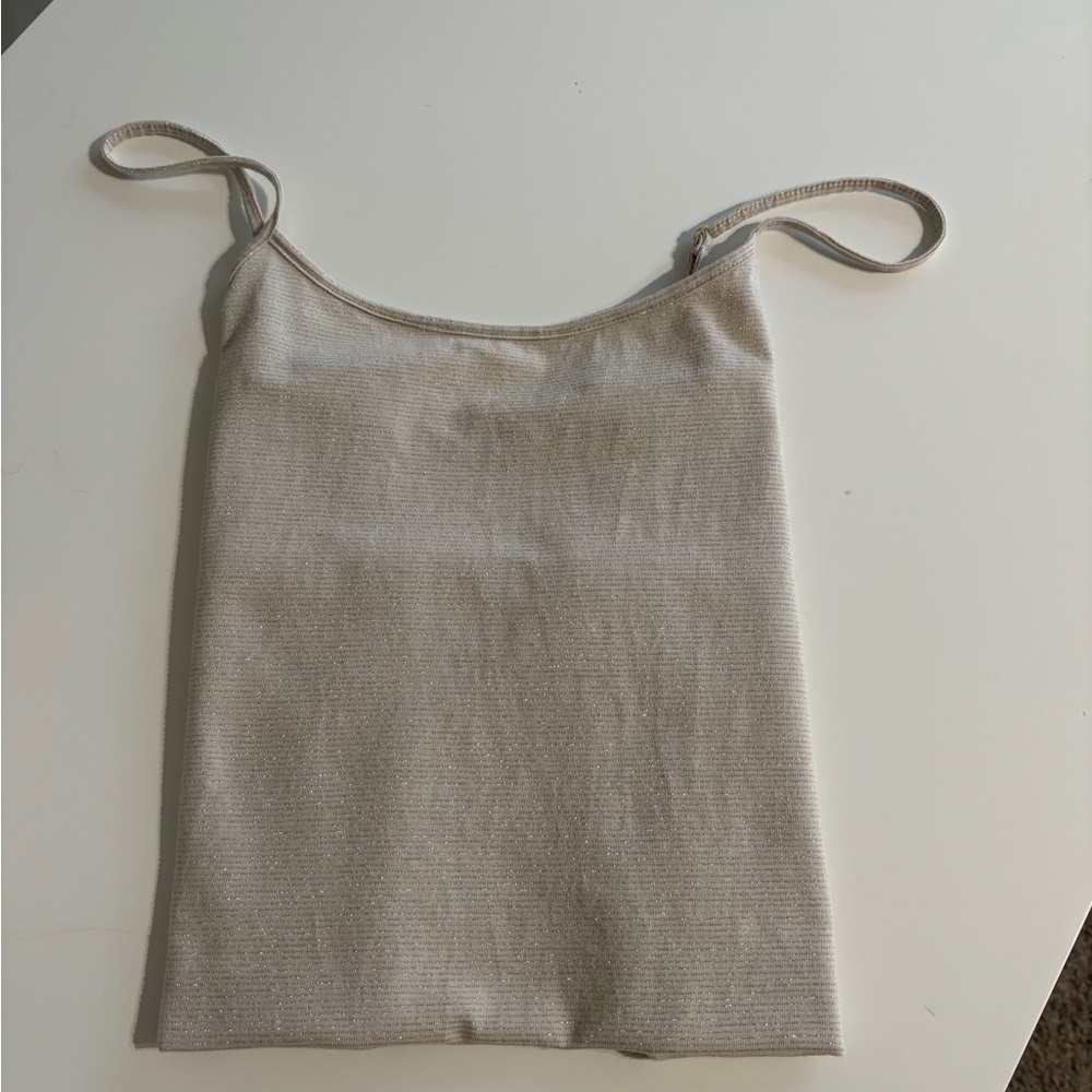 Loft outlet, women’s tank top, ivory and gold